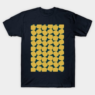 Bold Geometric Pattern 2 in Navy Blue and Mustard Yellow T-Shirt